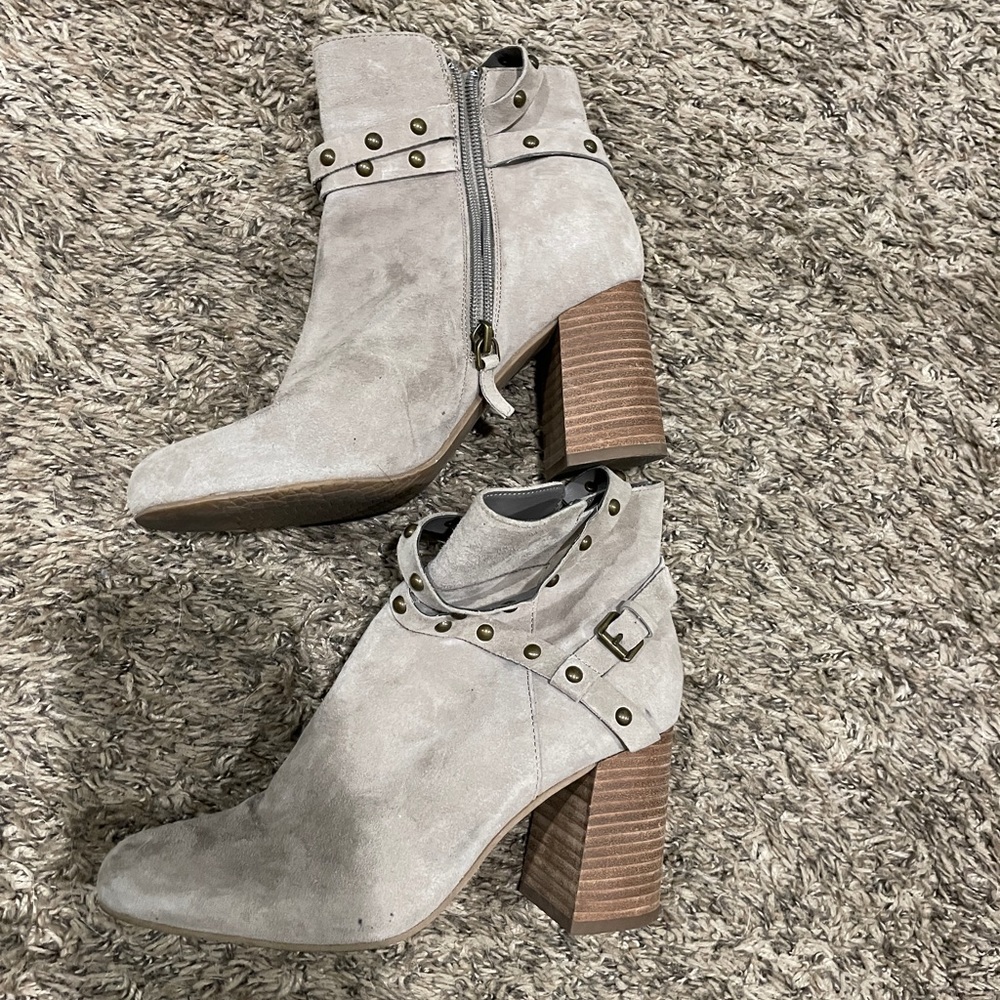 BP Beige Suede Heeled Boots Size 8